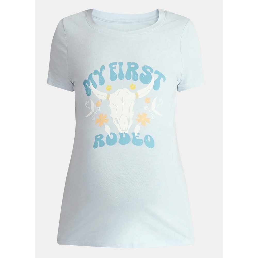 Time and Tru Women's Maternity Graphic Tee with Short Sleeves, Size Medium